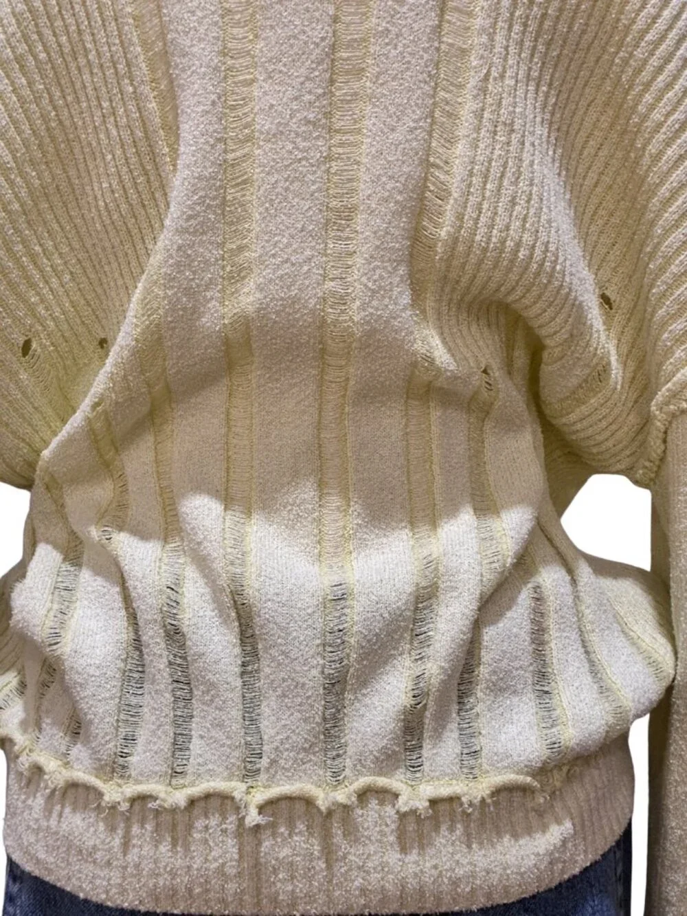 Free People Y2K Indie Skater Grunge Streetwear Lime Yellow Distressed Knit Large